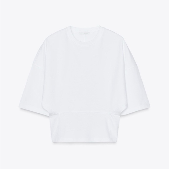 New With Tags ZARA Women’s Fitted Waist White T-Shirt Kimono Wide Short Sleeve M - Picture 5 of 11